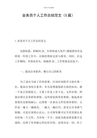 业务员个人工作总结范文