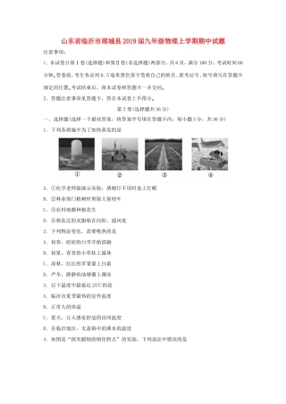 山东省临沂市郯城县九年级物理上学期期中试卷