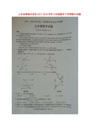 山东省聊城市冠县七年级数学下学期期中试卷青岛版试卷