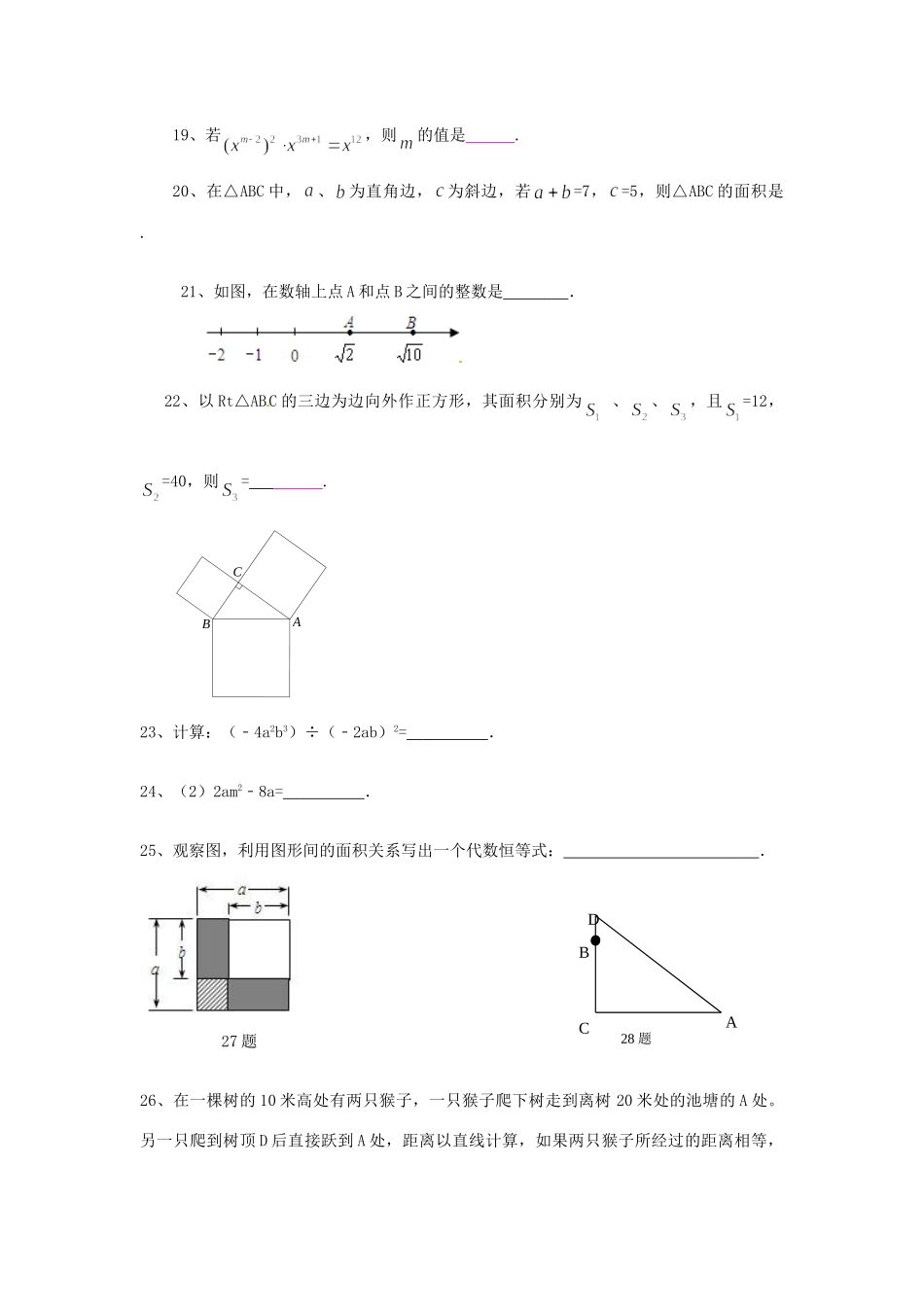 四川省遂宁市八年级数学上学期期中试卷 新人教版试卷_第3页