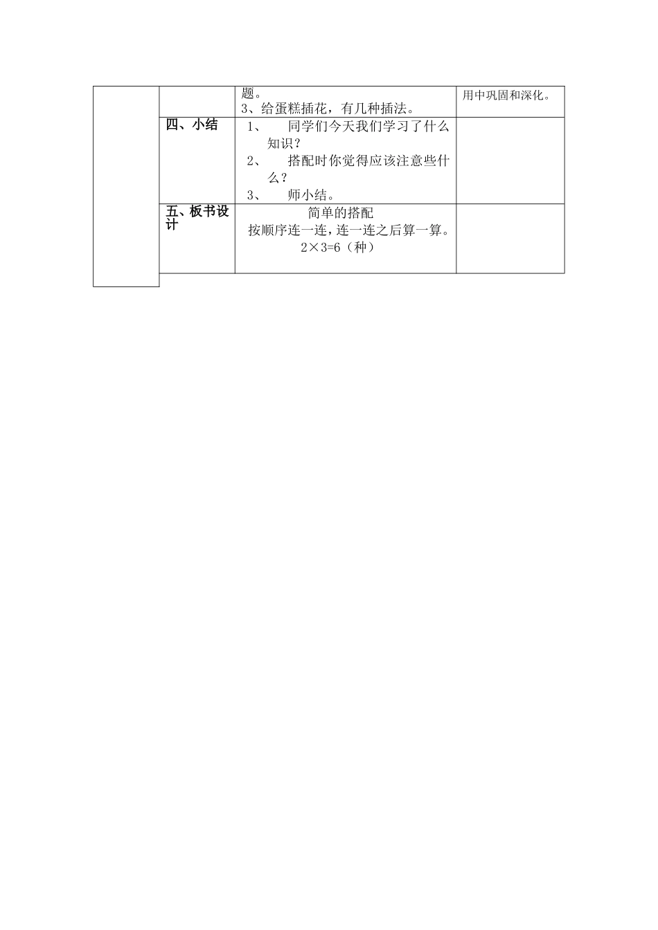 人教2011版小学数学三年级简单的搭配问题教学设计_第2页