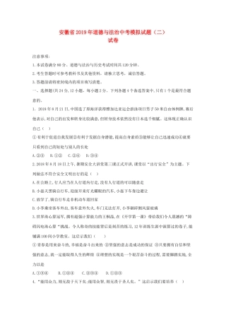 中考道德与法治仿真模拟卷试卷二试卷