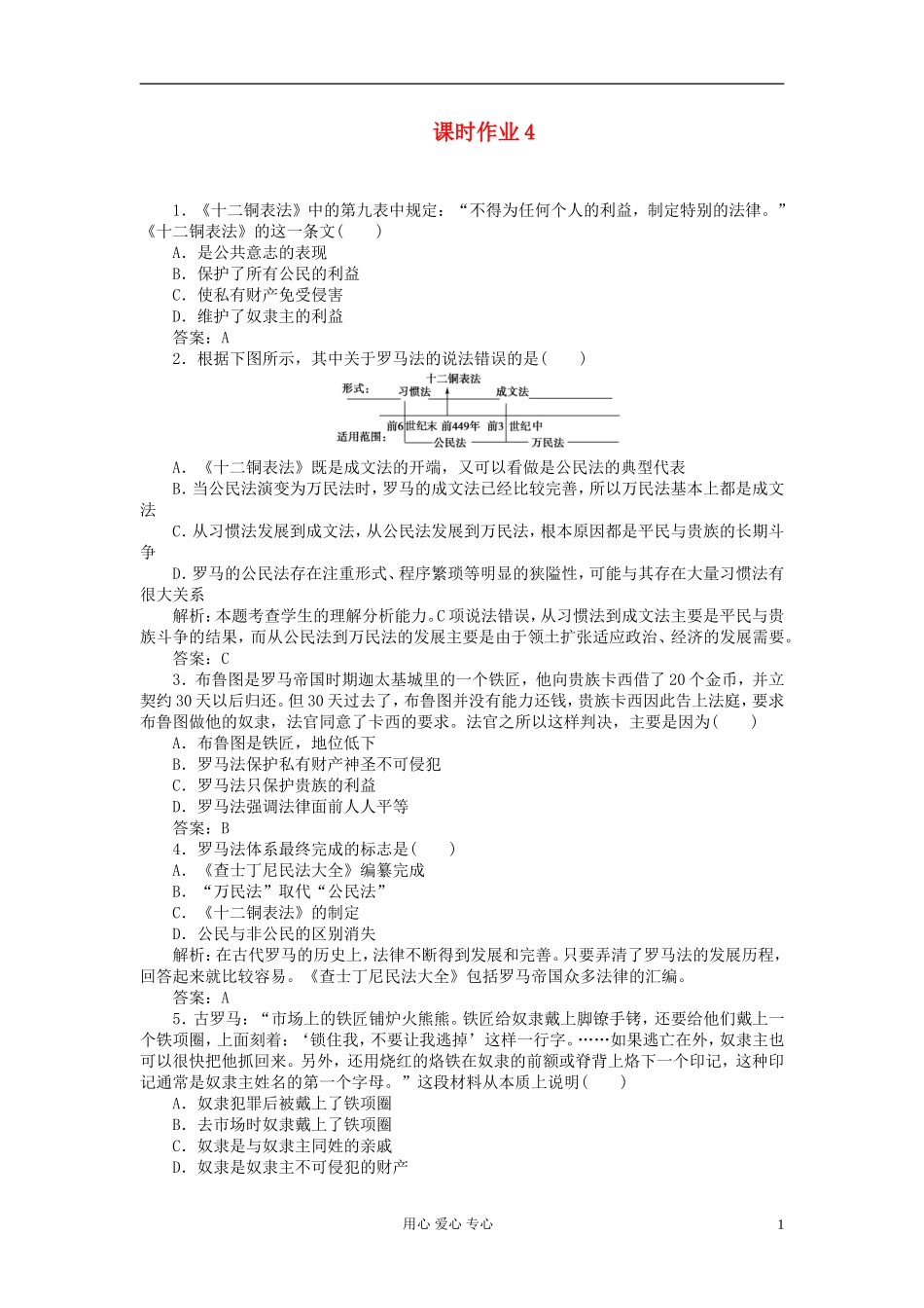 2012届高三历史总复习课时作业4-新人教版_第1页