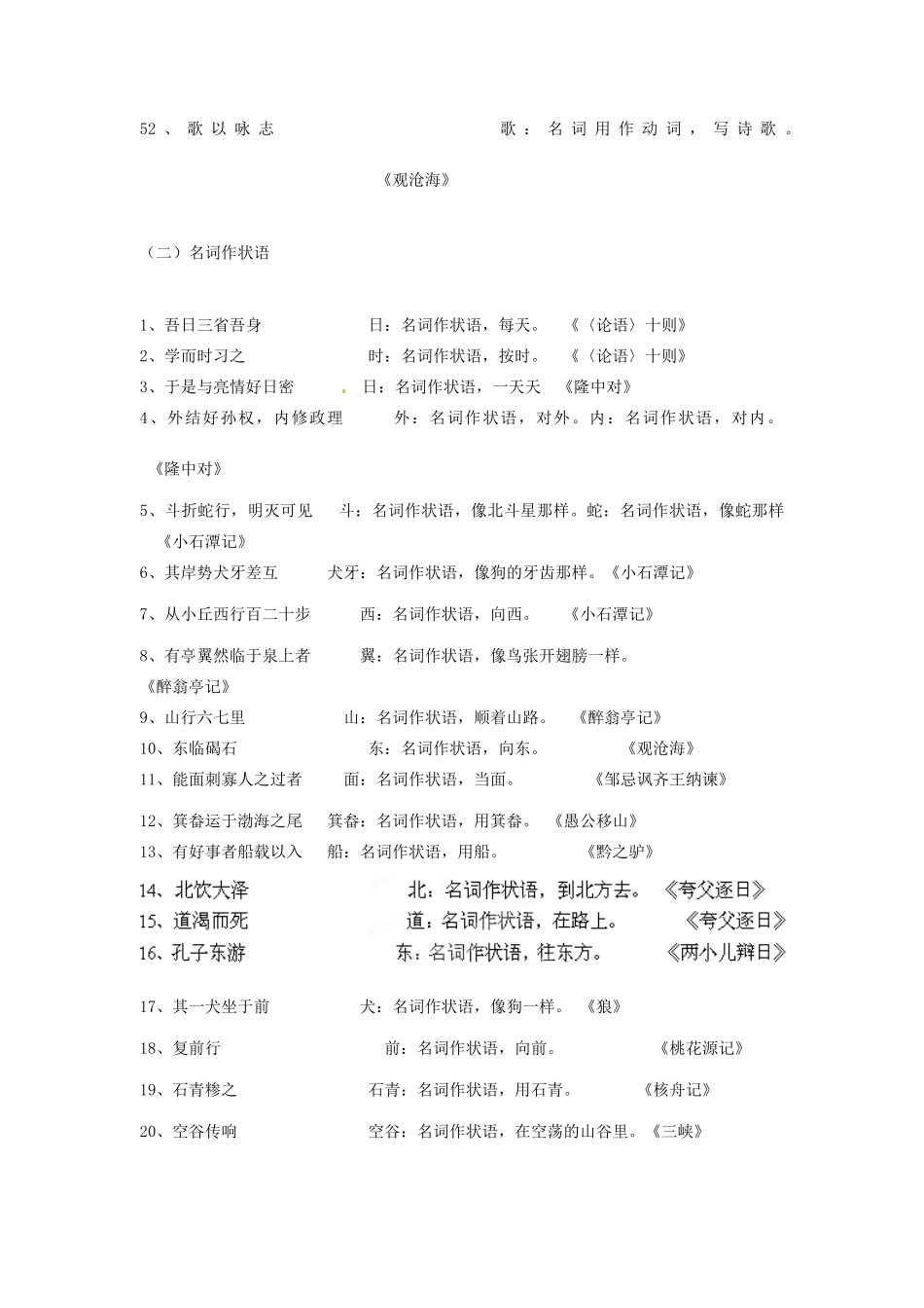 中考语文复习五 文言文词类活用辑录 人教新课标版试卷_第3页