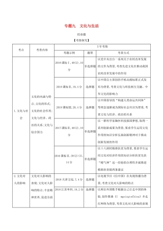 （课标专用 5年高考3年模拟A版）高考政治 专题九 文化与生活试题-人教版高三全册政治试题
