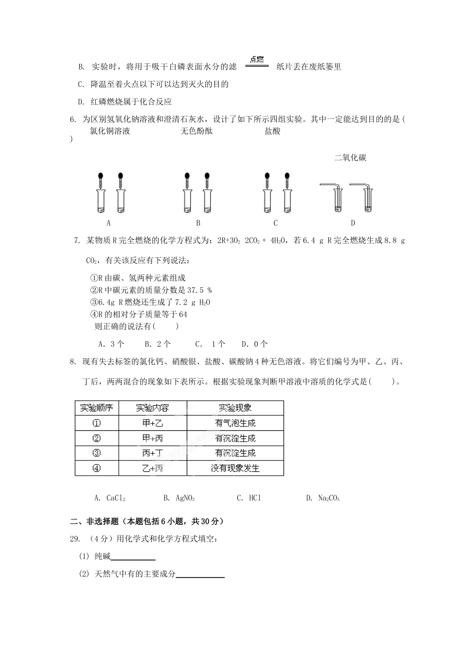 中考化学模拟试卷 新人教版试卷_第2页
