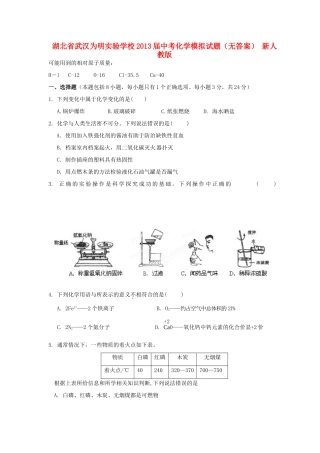 中考化学模拟试卷 新人教版试卷