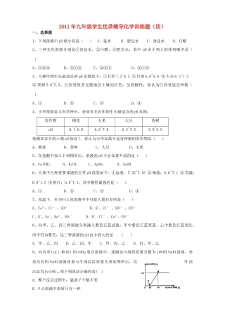 九年级化学学生优录辅导训练题(四)试卷