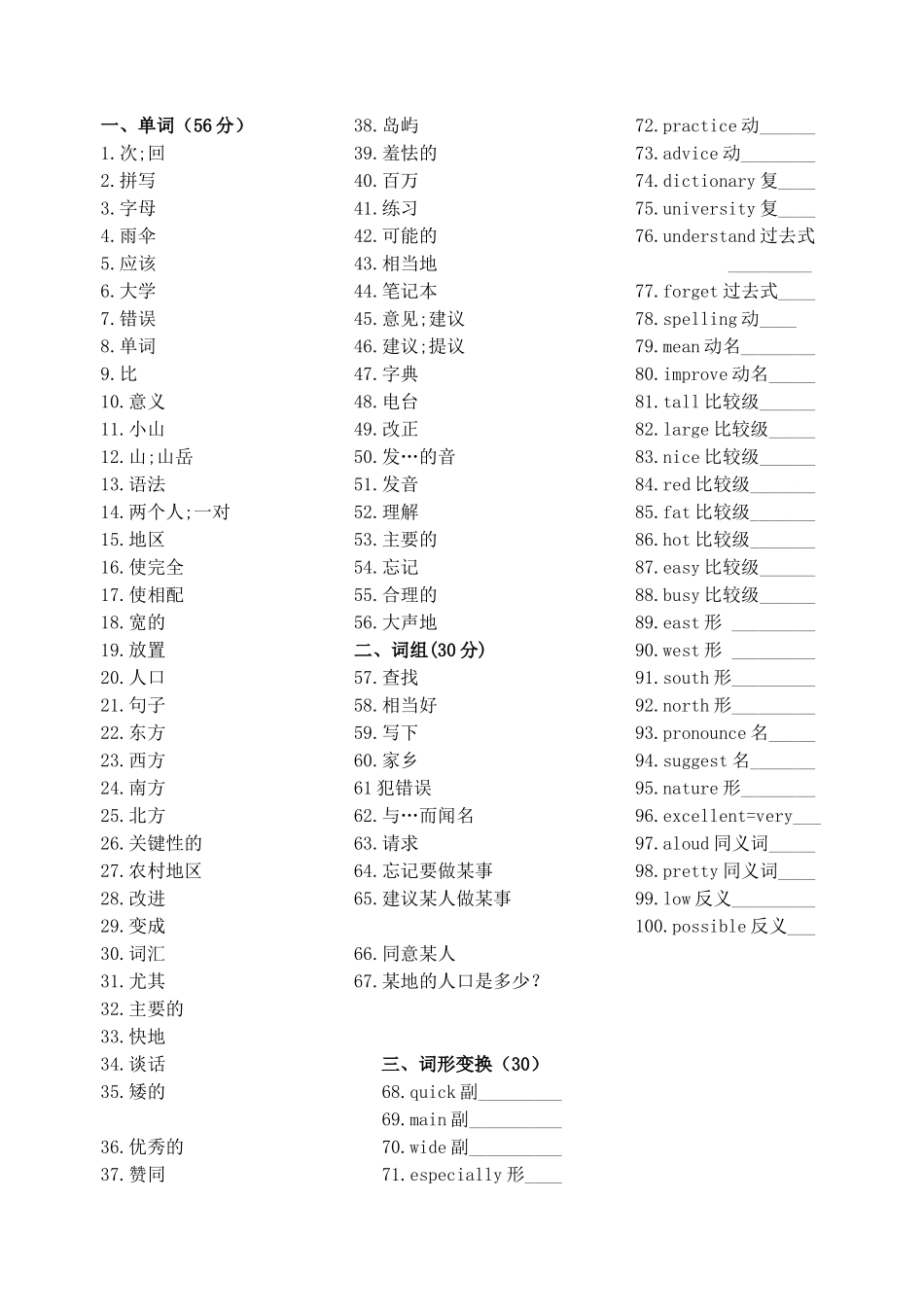 外研版八上M1---2单词默写_第2页