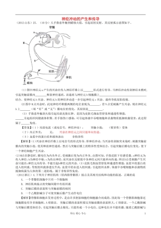 【07-12】6年高考生物真题按知识点分类汇编-神经冲动的产生和传导