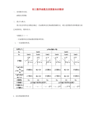 初三数学函数及其图象知识精讲 首师大版 试题