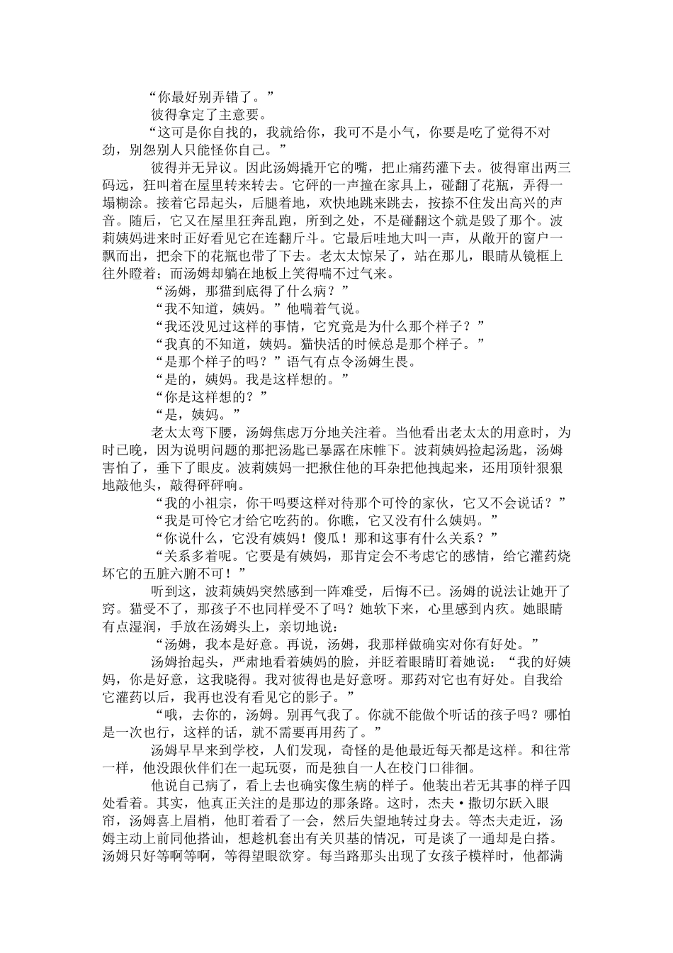 初中语文走进名著之 (汤姆索亚历险记) 试题_第3页