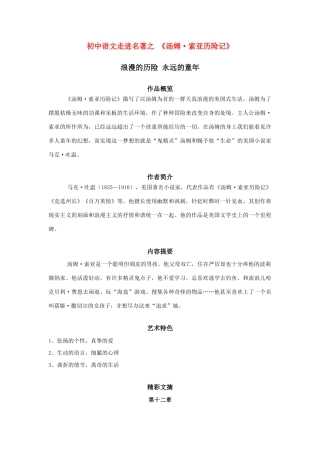 初中语文走进名著之 (汤姆索亚历险记) 试题
