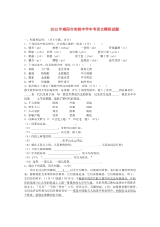 中考语文下学期模拟试卷 新人教版试卷