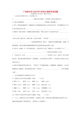 中考语文调研考试试卷