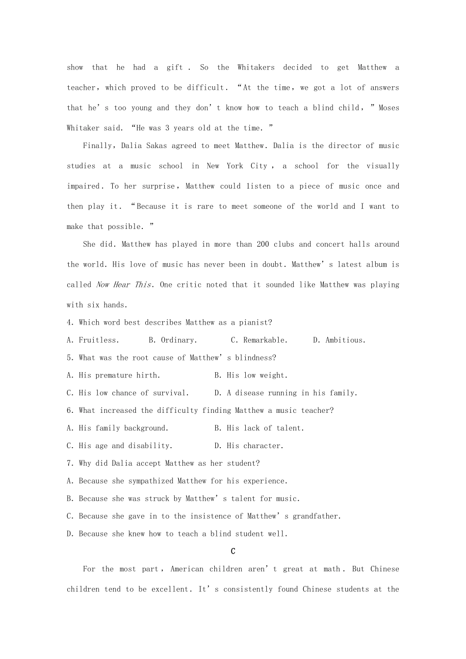 山东省滨州市高三英语三模考试试卷_第3页