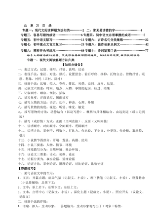 中考语文总复习资料 语文版试卷