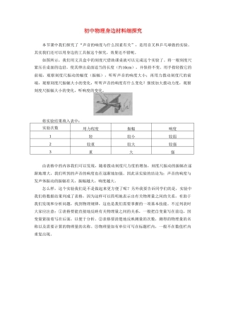 初中物理身边材料细探究 试题