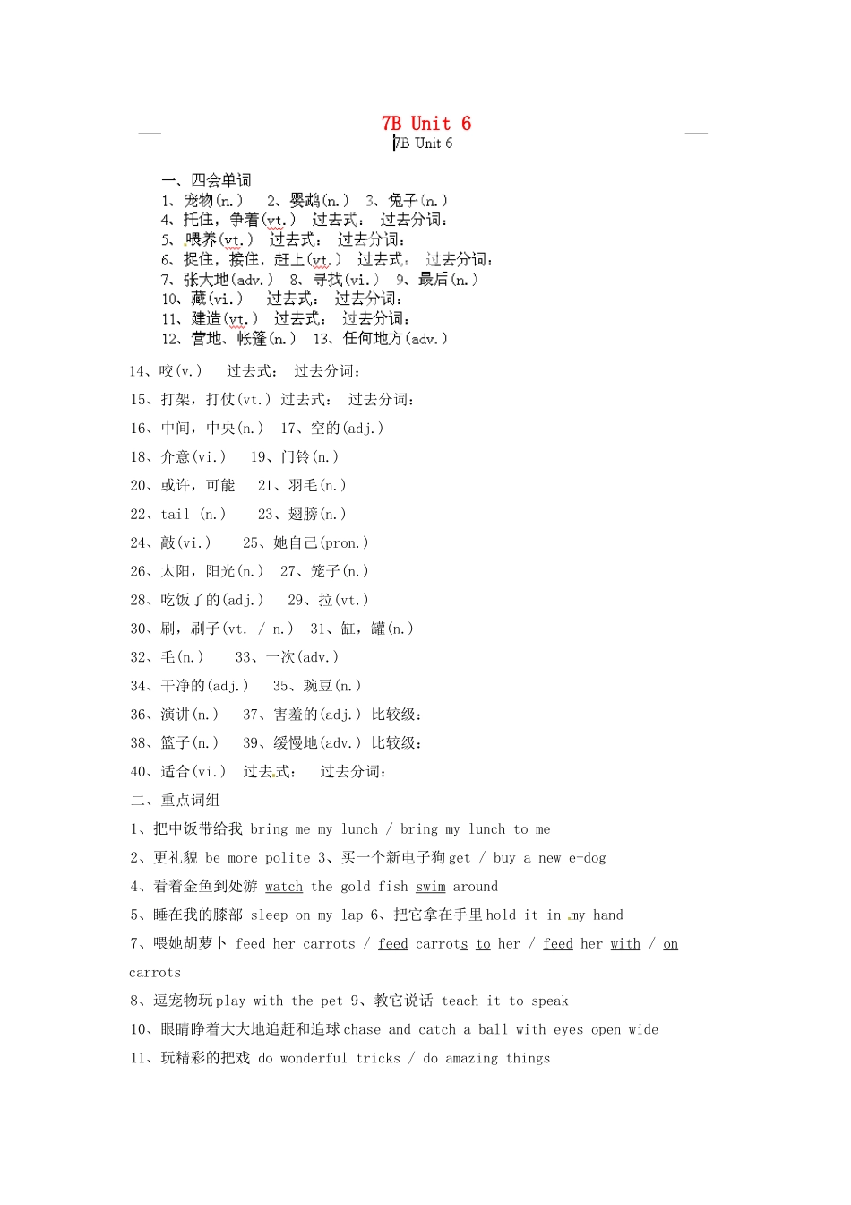 中考英语总复习 7B Unit 6试卷_第1页
