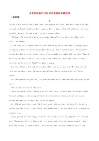 山东省威海市中考英语真题试卷(含解析)试卷