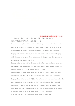 吉林省吉林市中考英语复习精选试卷23 人教新目标版试卷