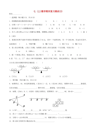 山东省胶南市七年级数学上学期期末测试卷(2) 新人教版试卷