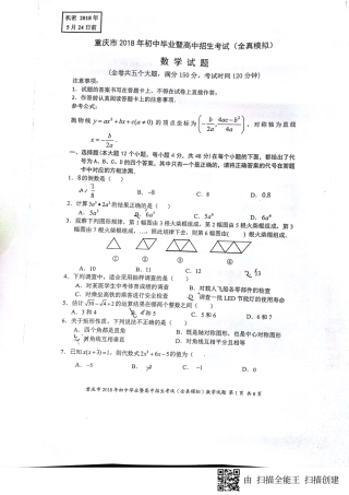 九年级数学下学期第一次全真模拟试卷(pdf，无答案)试卷