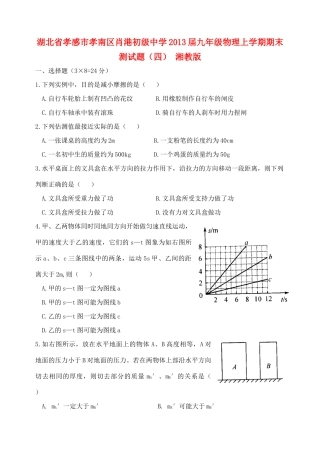 九年级物理上学期期末测试卷(四) 湘教版试卷