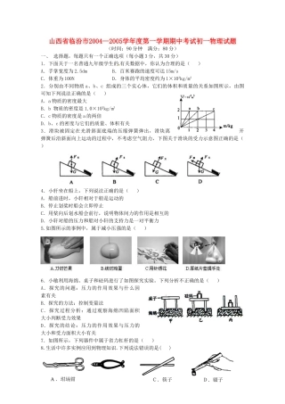 山西省临汾市九年级物理上学期期中考试试卷