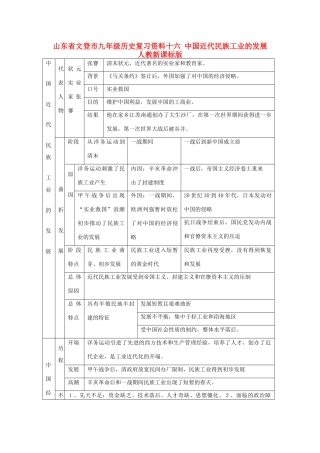 九年级历史复习资料十六 中国近代民族工业的发展 人教新课标版试卷
