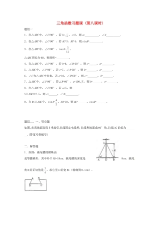 九年级数学(三角函数)习题课(第8课时) 北师大版试卷