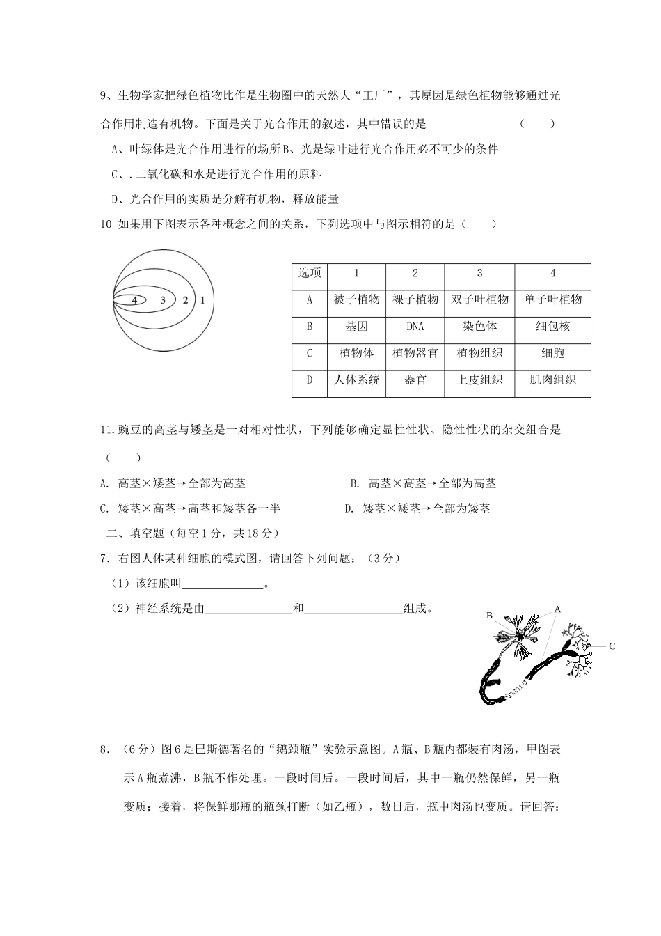 中考生物二轮模拟题16试卷_第2页