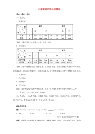 中考英语代词知识精讲 新课标 人教版试卷