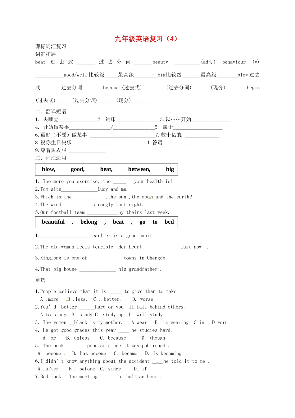 中考英语专题复习4试卷_第1页