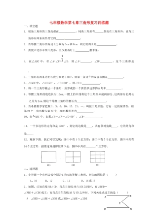 山东省郯城三中七年级数学下册 第七章 三角形复习训练题 新人教版试卷