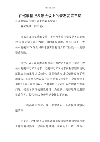 在巡察情况反馈会议上的表态发言三篇