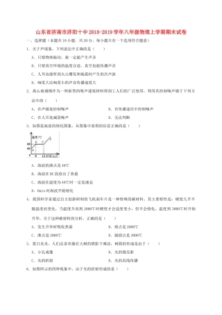 山东省济南市济阳十中 八年级物理上学期期末试卷试卷