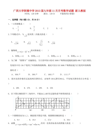 九年级数学11月月考试卷 新人教版试卷