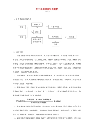 初三化学溶液知识概要 试题