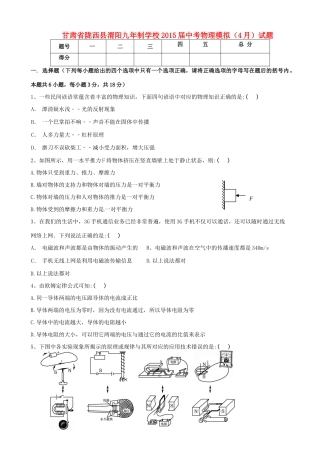中考物理模拟(4月)试卷试卷