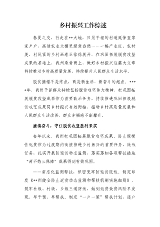 乡村振兴工作综述