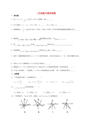 九年级数学下册 二次函数专题训练 湘教版试卷