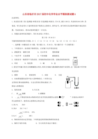 初中化学学业水平模拟测试题4(无答案) 试题