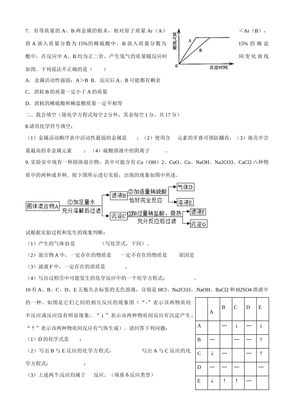 九年级化学下册 周测试卷(2) 新人教版试卷_第2页