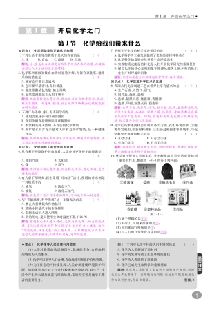 九年级化学全册 第1章 开启化学之门综合讲练(pdf)(新版)沪教版试卷