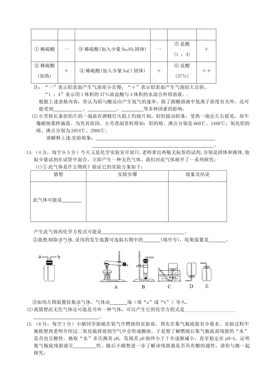 山东省陵县九年级化学第二次练兵考试试卷试卷_第3页