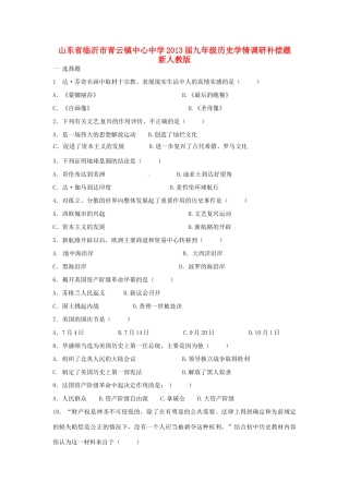 九年级历史学情调研补偿题 新人教版试卷