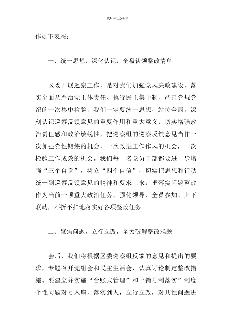 巡察反馈会上的表态发言材料_第2页