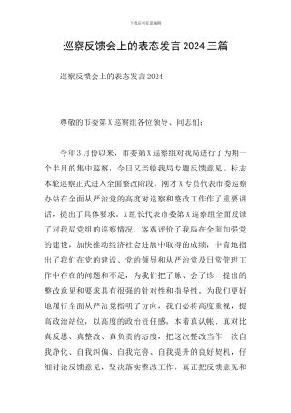 巡察反馈会上的表态发言2024三篇