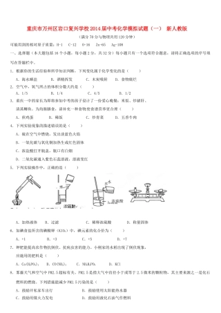 中考化学模拟试卷(一) 新人教版试卷